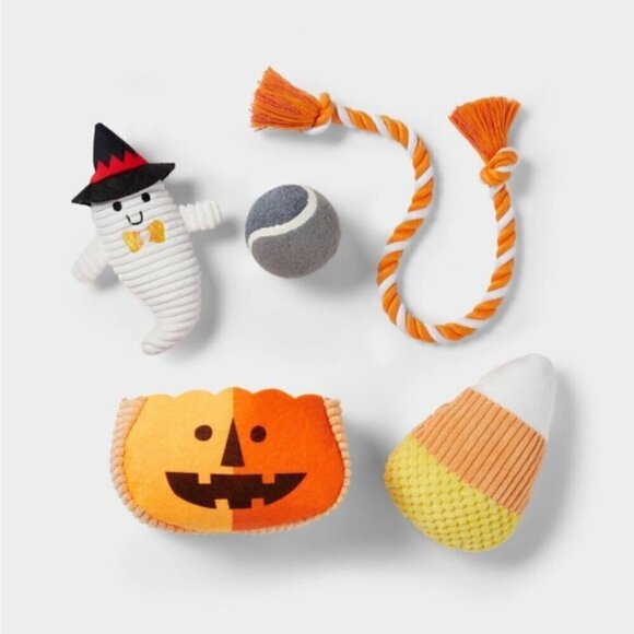 Halloween Pumpkin Dog Toy Set - 4ct - Hyde & EEK! BRAND NEW WITH TAGS. - Picture 2 of 7
